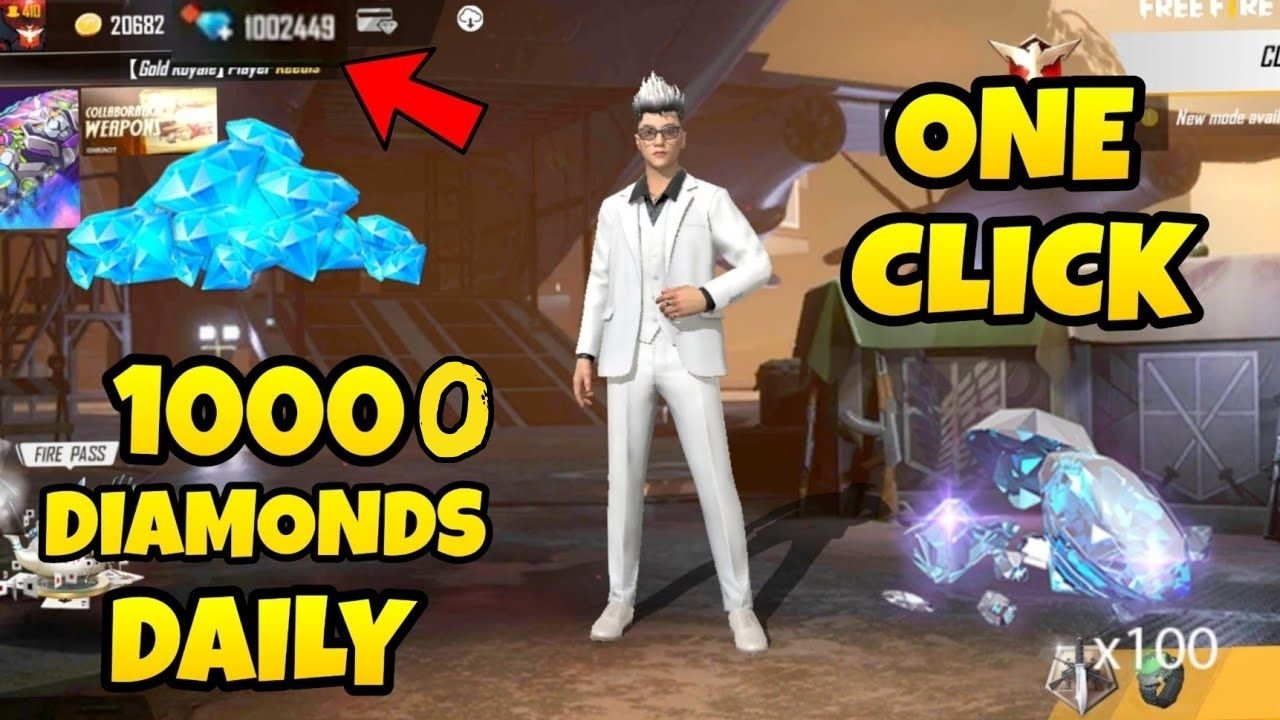 फ्री फायर में 10000 डायमंड कैसे ले, free fire unlimited diamonds, how to get 10000 diamonds in free fire