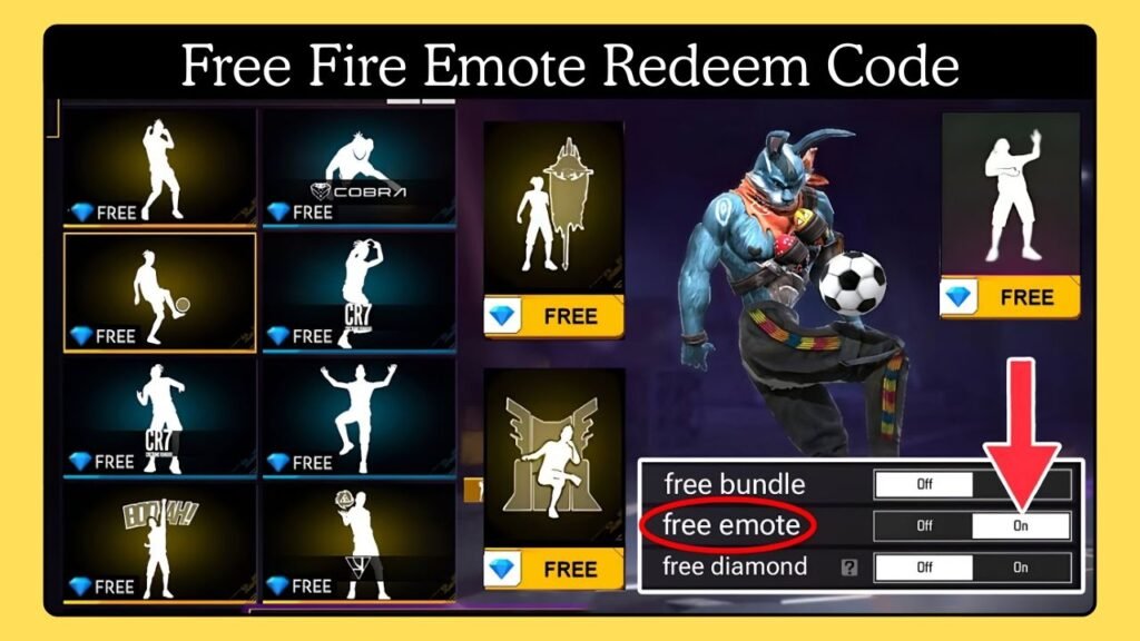 how to get free emotes in free fire, Free Fire Emote Redeem Code